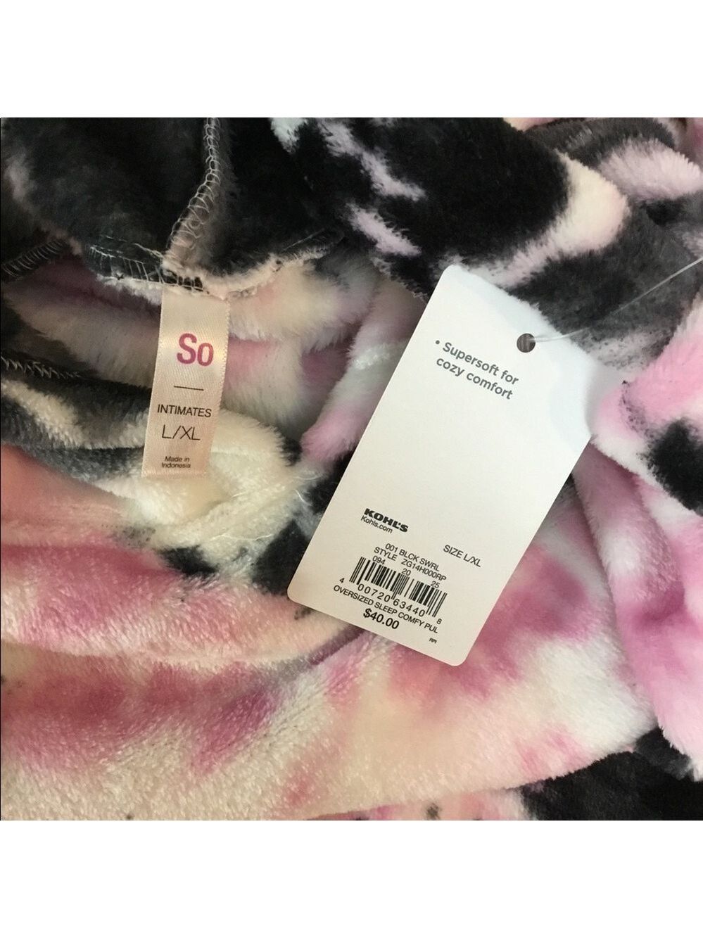 So L/XL oversized sleep hooded pullover lilac tie dye - Picture 4 of 11